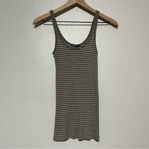 Vince Favorite Striped Tank Top Taupe Brown XS